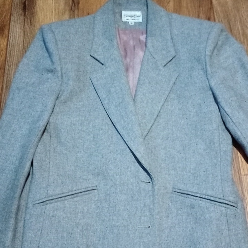 Carriage Court Women's Gray Wool blend Blazer Career Size 8